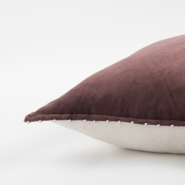 Wine Solid Pearl Beaded Edge Throw Pillow