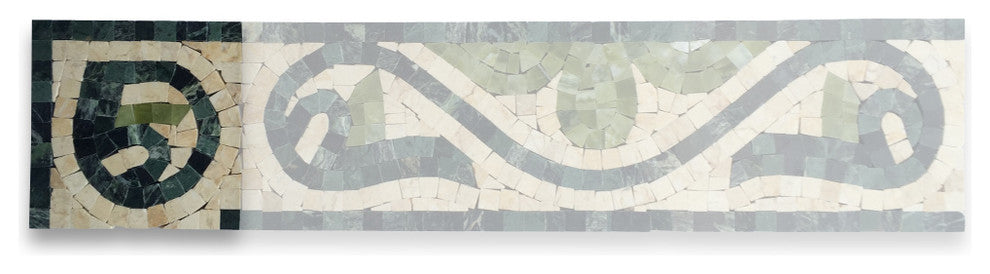 Marble Mosaic Border Decorative Insert Tile Carina Green 4x4 Polished, 1 piece