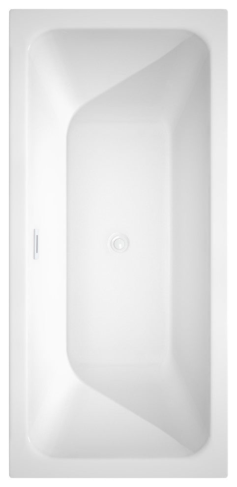 Galina 67" Freestanding White Bathtub, Shiny White Drain and Overflow Trim
