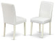 Set of 2 Abbott Parson Chair-Linen White Leg, Pu Leather White