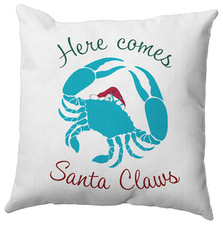 Santa Claws Crab Accent Pillow, Turquoise, 18"x18"