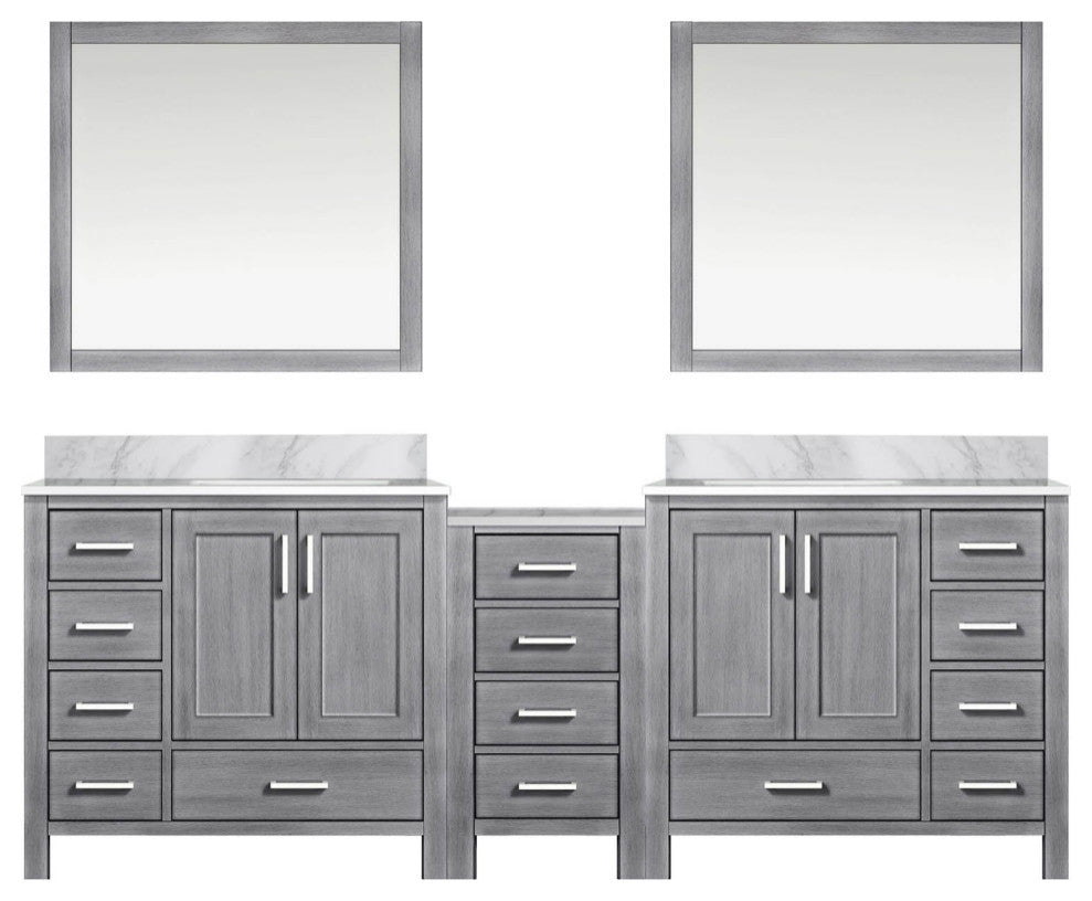 Lexora Coraline Double Bath Vanity Distressed Gray 92 With Countertop & Mirror