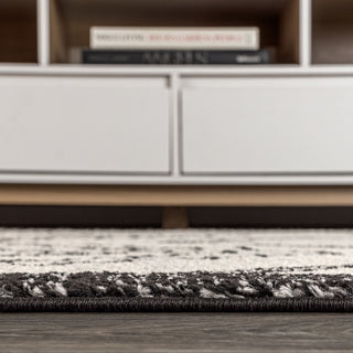 Amir Moroccan Beni Souk Rug, Cream/Black, 8' Square