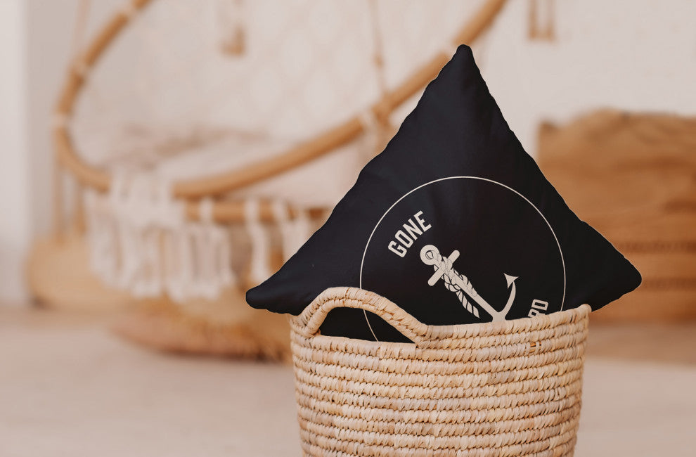 26x26" Gone Forever Overboard Nautical Decorative Indoor Pillow, Dusty Smoke