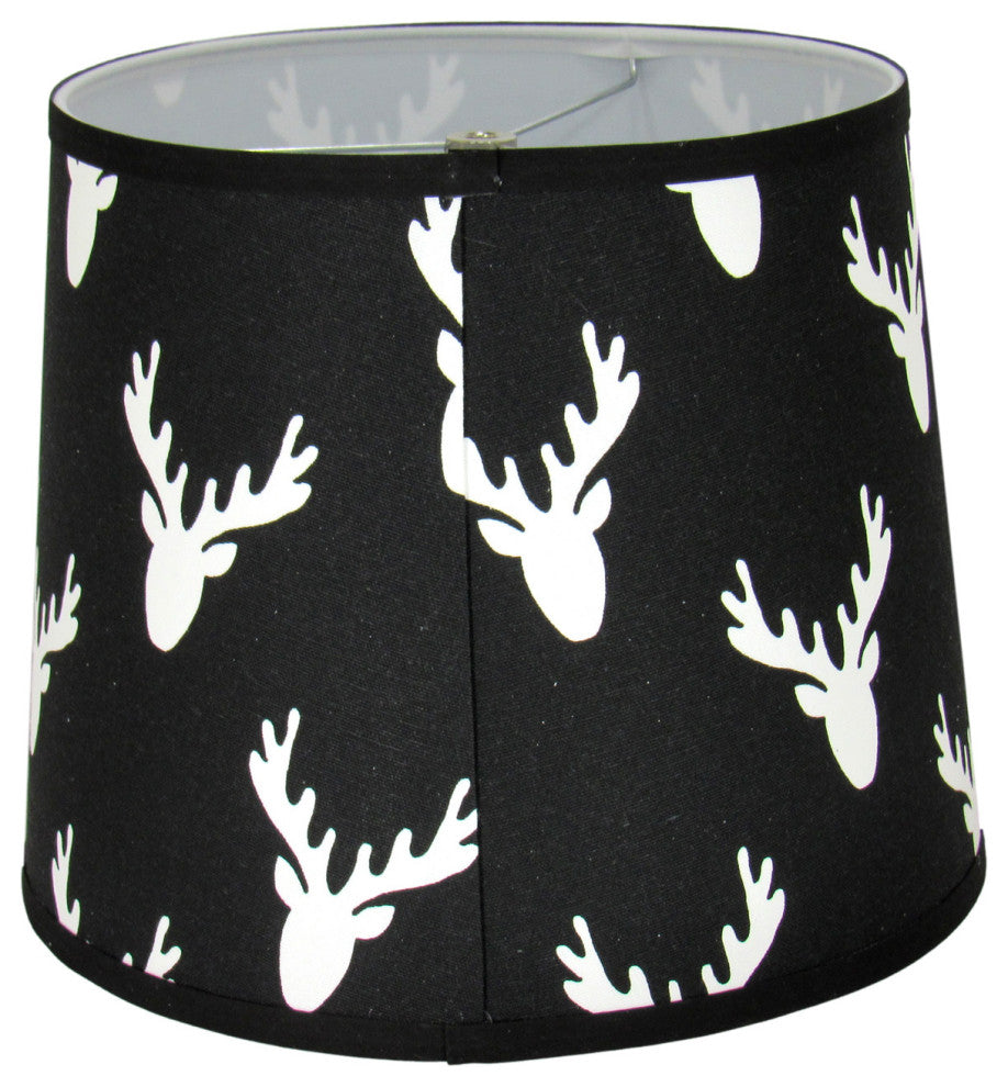 Black Distressed Spindle Table Lamp with Moose Themed Lamp Shade