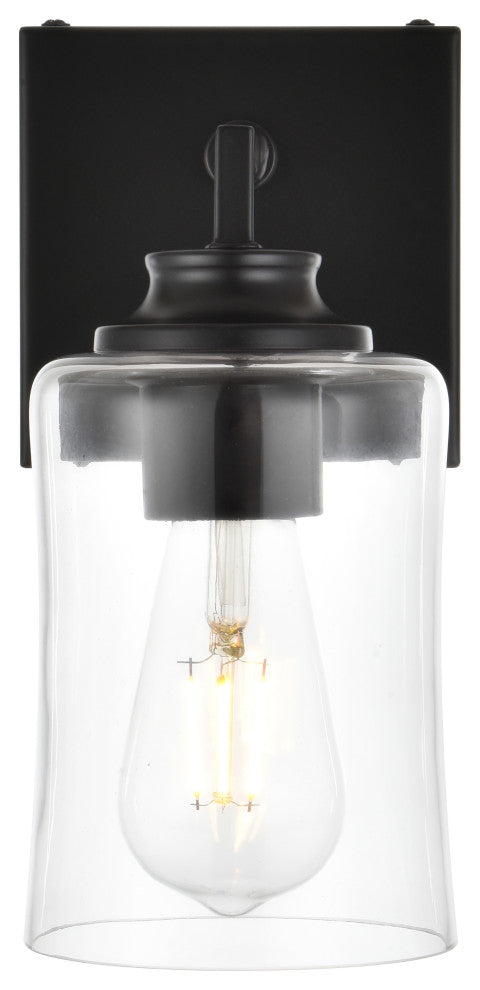 1 Light Black And Clear Bath Sconce