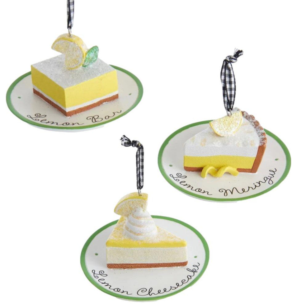 Luxe Lemon Pie Cake Dessert Ornament Vintage Style Food Cake Diner 3 in, Lemon Meringue Pie