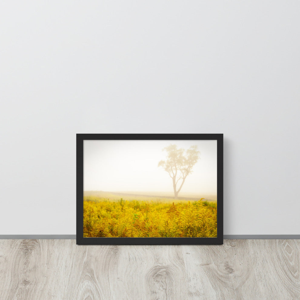 Dreams of Goldenrod and Fog Landscape Framed Photo Paper Wall Art Prints, Black, 12" X 16"