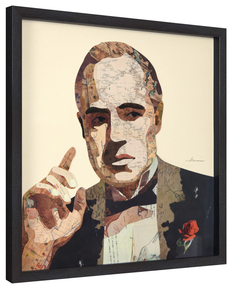 Godfather Handmade Collage Framed Wall Art Under Glass Signed by Alex Zeng