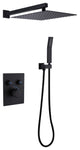 Luxury Wall Mounted Thermostatic Shower System With Rough-In Valve, Matte Black