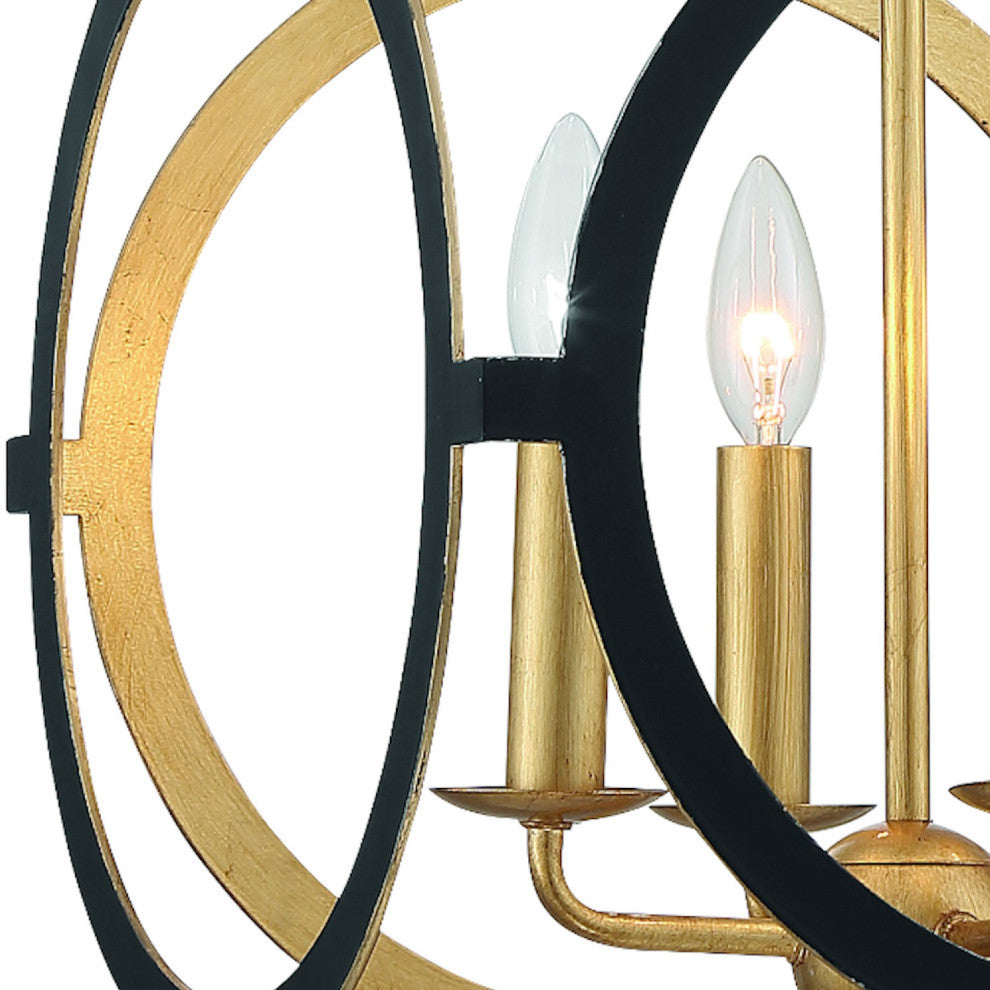 Odelle 4 Light Black and Gold Chandelier