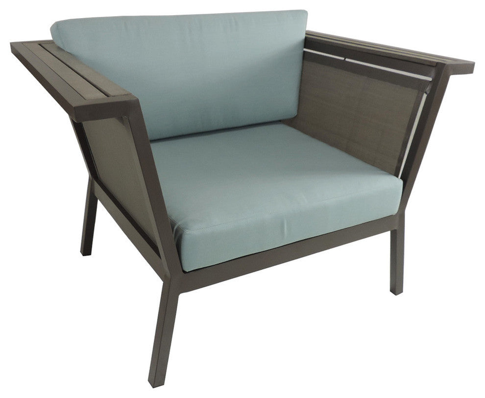 Riviera Geo Club Chair with Sunbrella Fabric Cushions, Canvas Buttercup