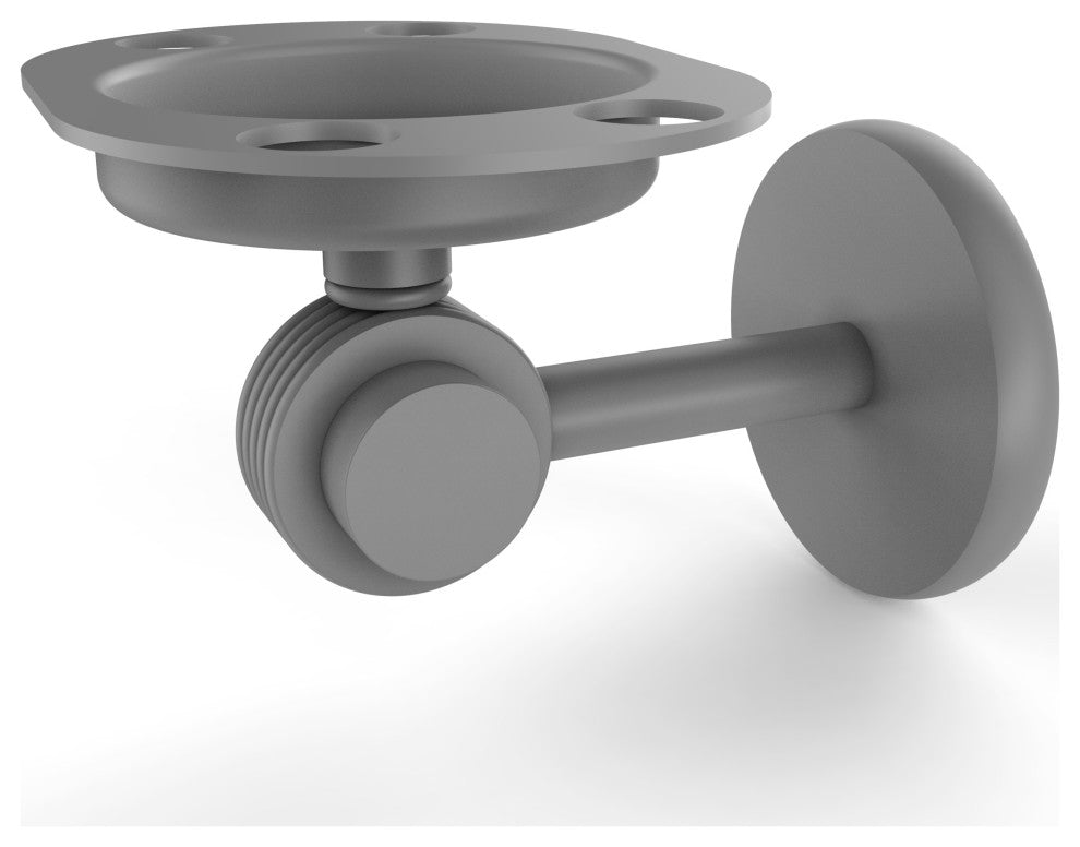 Satellite Orbit Two Toothbrush Holder With Groovy Accents, Matte Gray