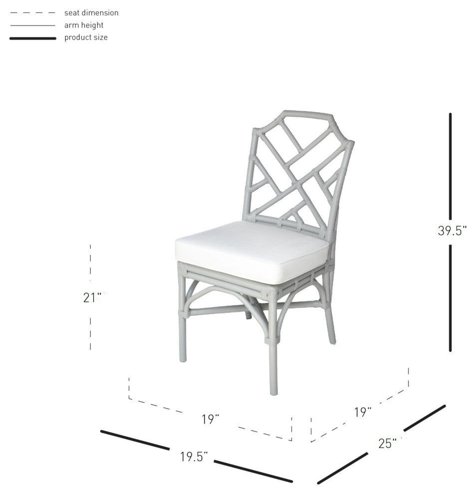Kara Rattan Dining Side Chair, Gray, Set of 2