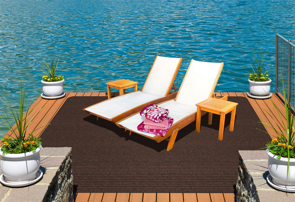 Indoor/Outdoor Double-Ribbed Area Rug With Skid-Resistant Back Brown 2' x 3'