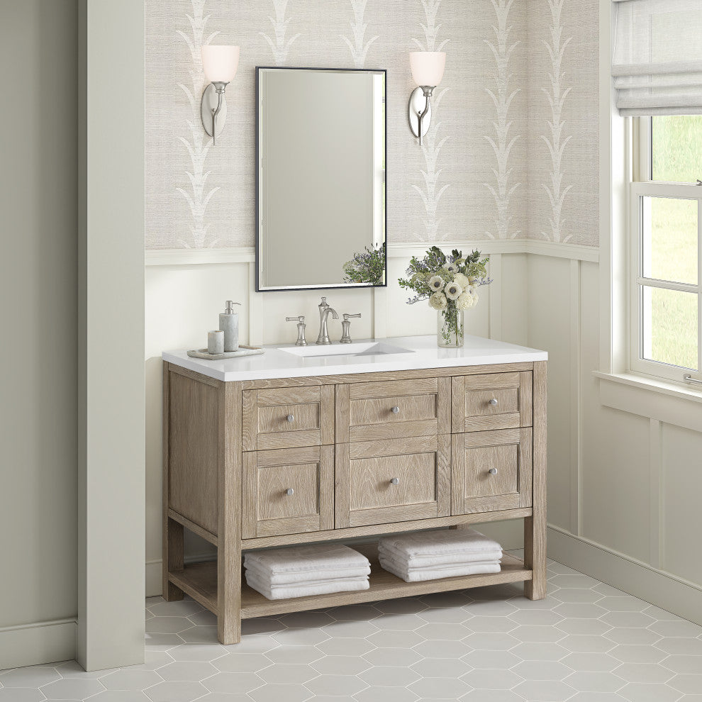 Breckenridge 48" Single Vanity, Oak, 3 CM White Zeus Top