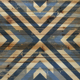 "Converging Blues" Painting Print on Natural Pine Wood