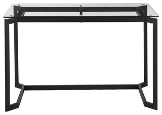 Masters Office Desk, Black Steel, Clear Glass