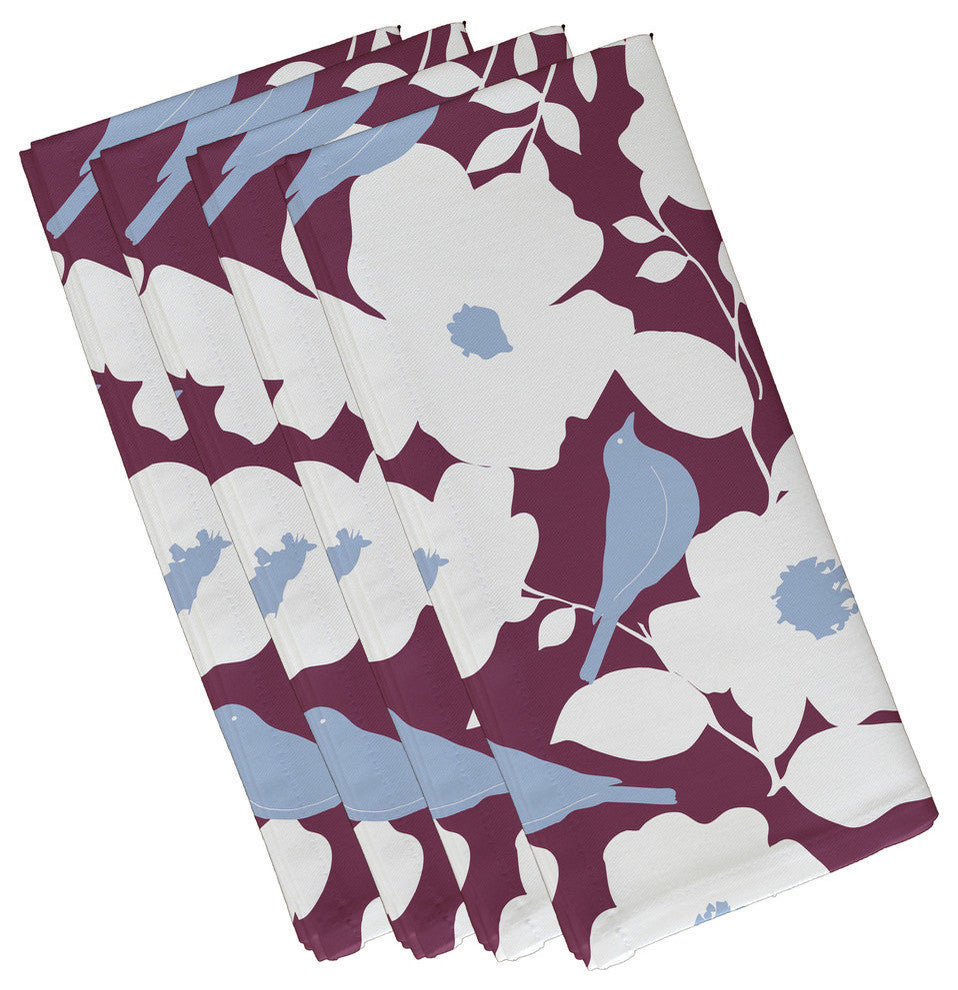 Modfloral, Floral Print Napkin, Purple, Set of 4
