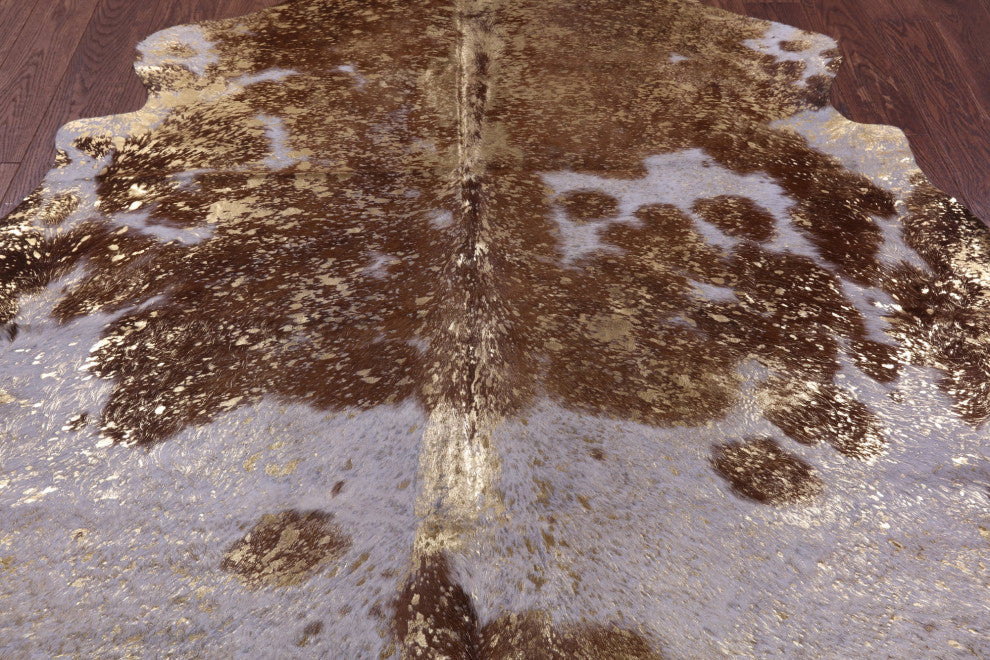 Gold Metallic Cowhide Rug 6' 9" X 6' 4" C2163