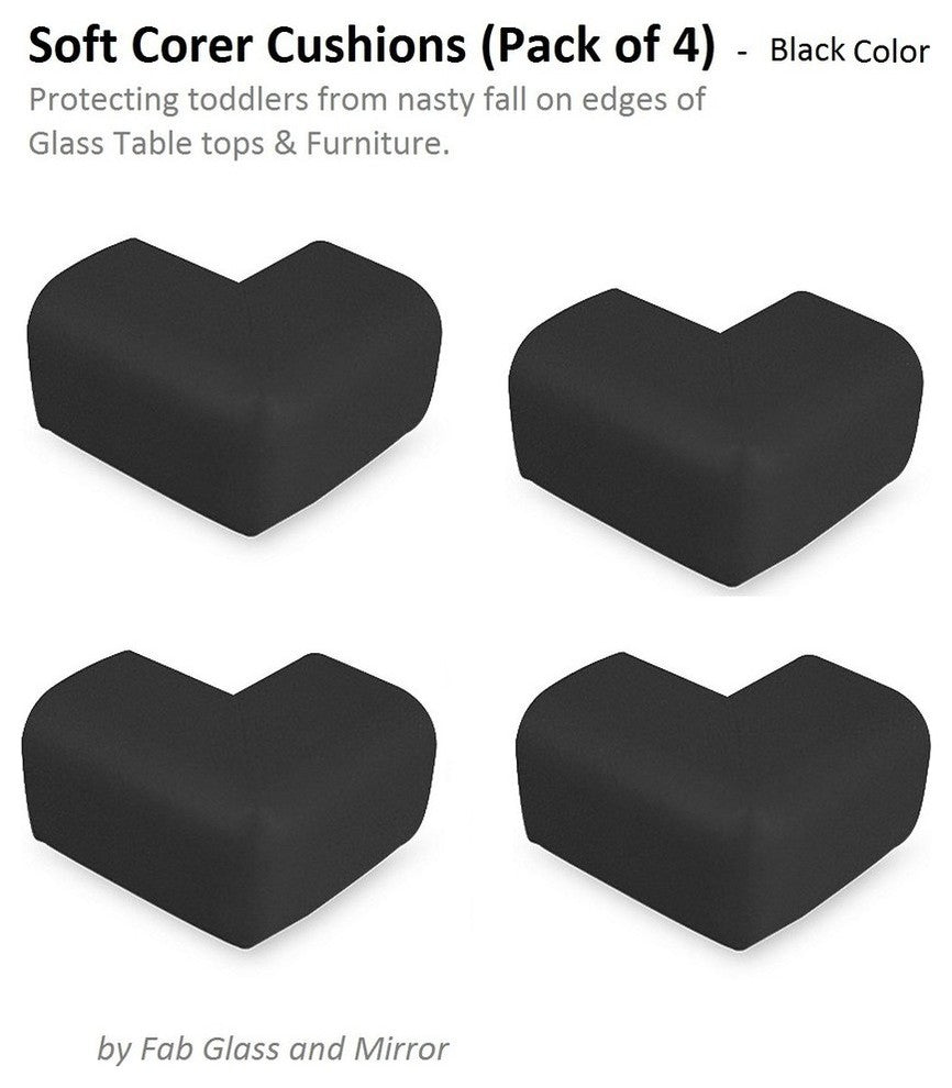 Soft Corner Cushions for children Safety against Glass Table top edges - Black