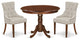 3Pc Dinette Set, Rounded Table, Two Parson Chairs, Doeskin Fabric, Mahogany