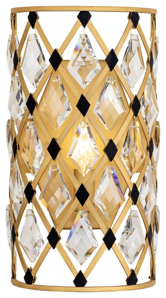 Windsor 1-Lt Crystal Sconce - French Gold/Matte Black
