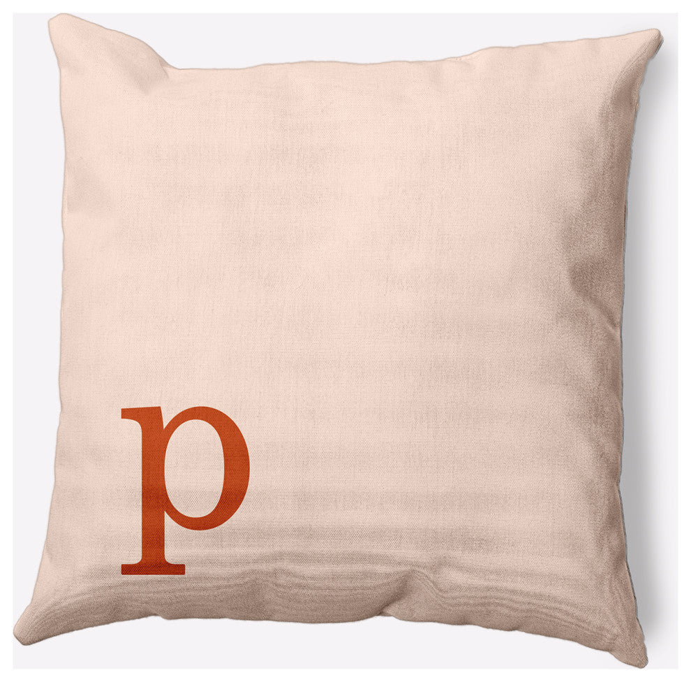 18" x 18" Modern Monogram Indoor/Outdoor Polyester Throw Pillow, Sienna