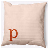 18" x 18" Modern Monogram Indoor/Outdoor Polyester Throw Pillow, Sienna