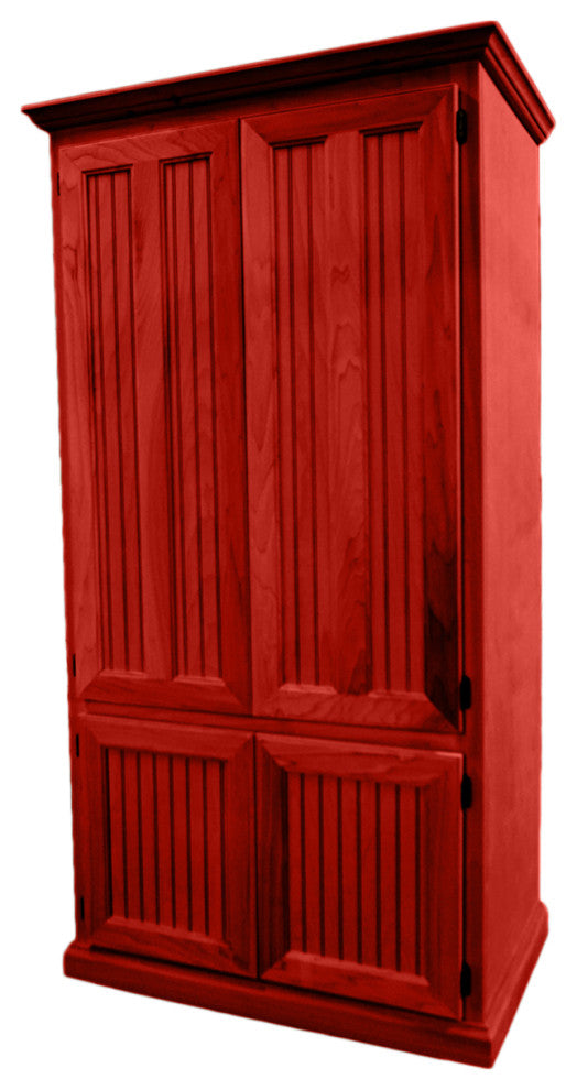Double Wide Coastal Kitchen Pantry Cabinet, Persimmon Red