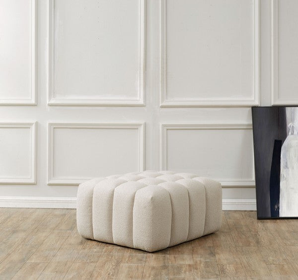 Safavieh Couture Calyna Boucle Ottoman, Light Grey