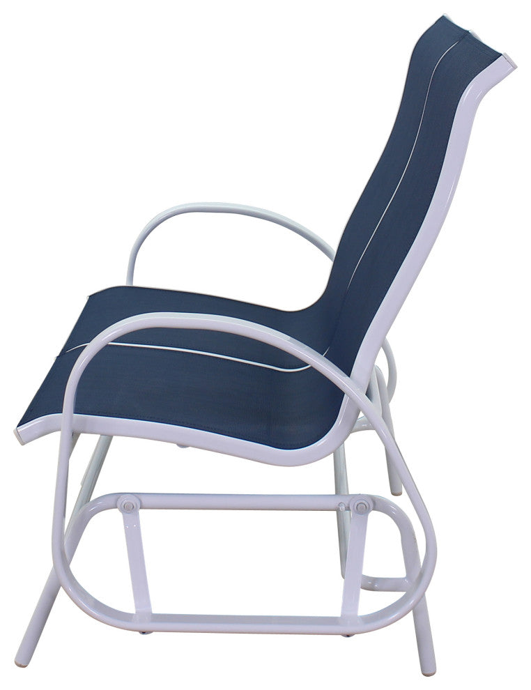 Courtyard Casual Santa Fe 4-Piece Loveseat Glider Set With Swivel Rockers, White