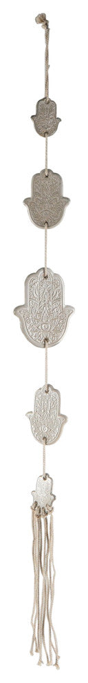 24"L Hamsa'S Hand Ceramic With Tassel