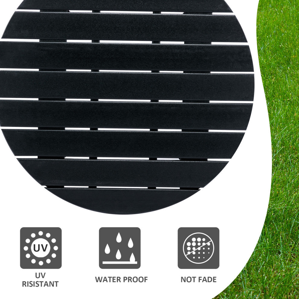 32''D Patio Outdoor Round Coffee Tables, Adirondack Table, Black