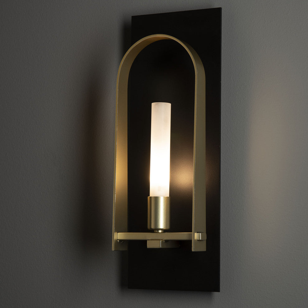 Triomphe 1-Light Sconce Black Modern Brass Accent Frosted Glass