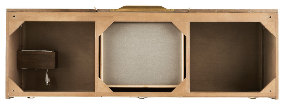 Columbia 59" Double Wall Mount Vanity Cabinet, Latte Oak, Radiant Gold