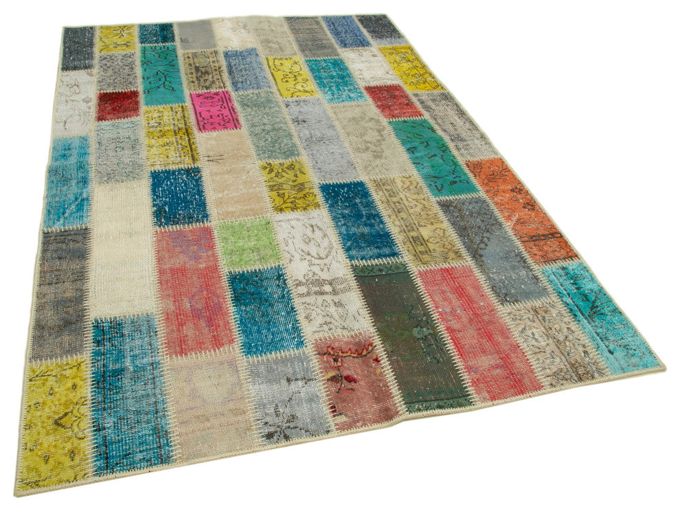 Rug N Carpet - Handwoven Turkish 5' 3" x 7' 10" Contemporary Patchwork Area Rug