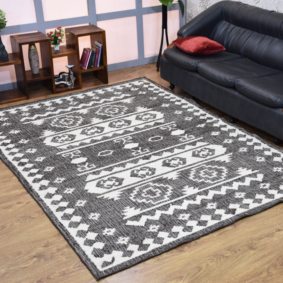 HAND WOVEN JUTE ECO-FRIENDLY AREA RUGS  -Rectangle,White Beige,Oriental Pattern, [Rectangle] 5'x8'