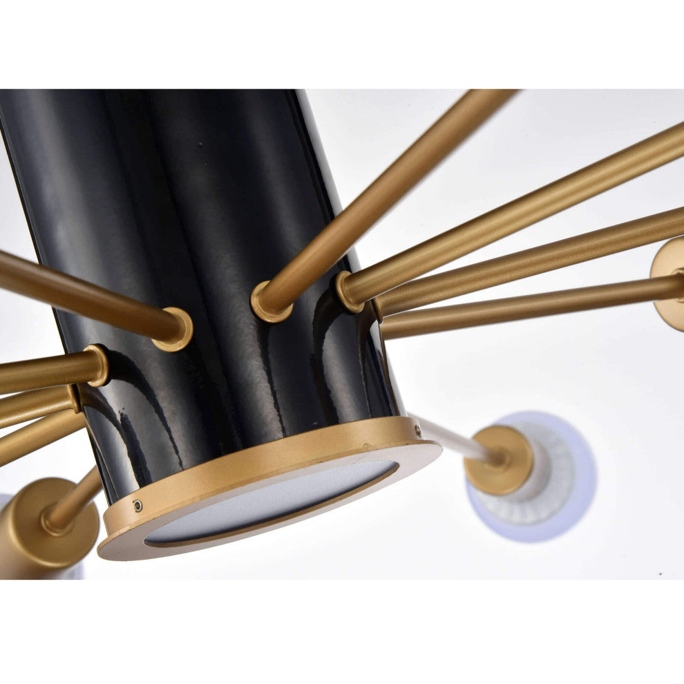 Lorena Sputnik 11-Light Flush Mount, Black and Gold Finish