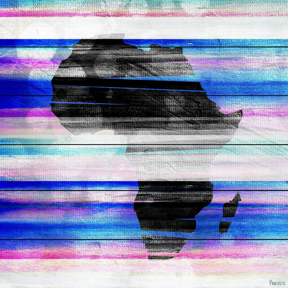 "Africa" Print on White Wood, 40"x40"