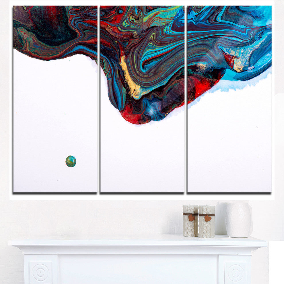 "Multi-Color Abstract Acrylic Paint Mix" Metal Wall Art, 3 Panels, 36"x28"