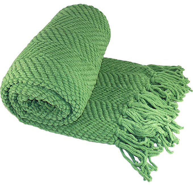 Tweed Knitted Throw Blanket, Green Eyes, 50"x60"