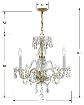 Crystorama 5044-PB-CL-MWP, 3-Light Mini Chandelier, Polished Brass