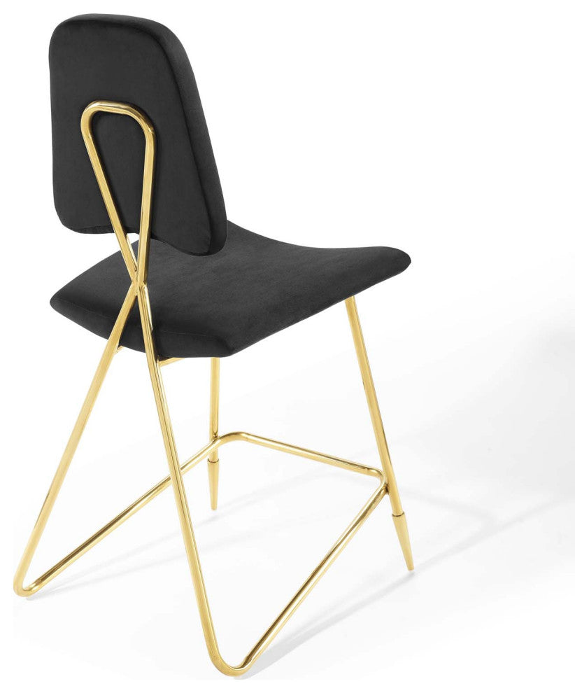 Ponder Counter Stool Performance Velvet Set of 2-Black