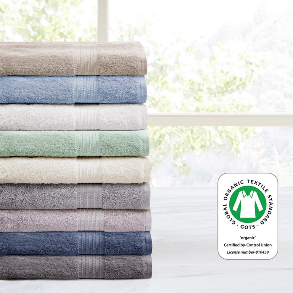 Madison Park Organic 6 Piece Organic Cotton Towel Set, Blue