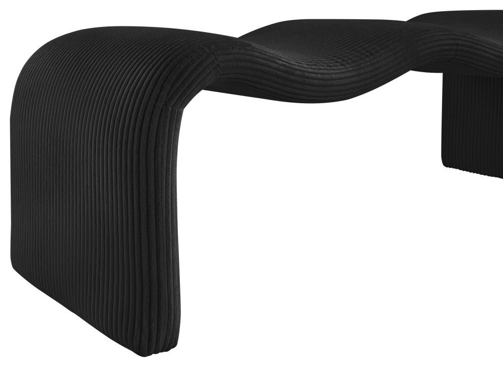 Willow Upholstered Bench, Black, Corduroy