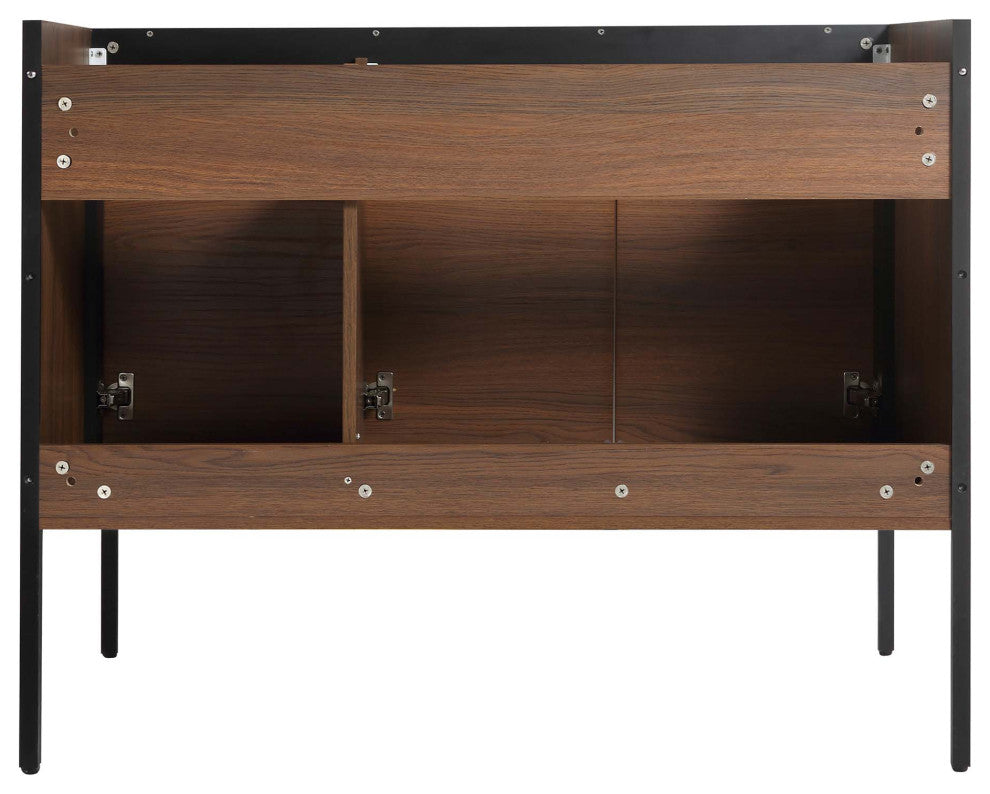 Oakville Bath Vanity, Ceramic Sink, Walnut Ebony, 42 Inch, Black Hardware