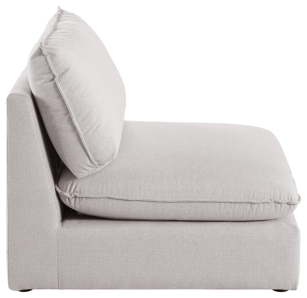 Mackenzie Linen Textured Fabric Upholstered Armless Chair, Beige