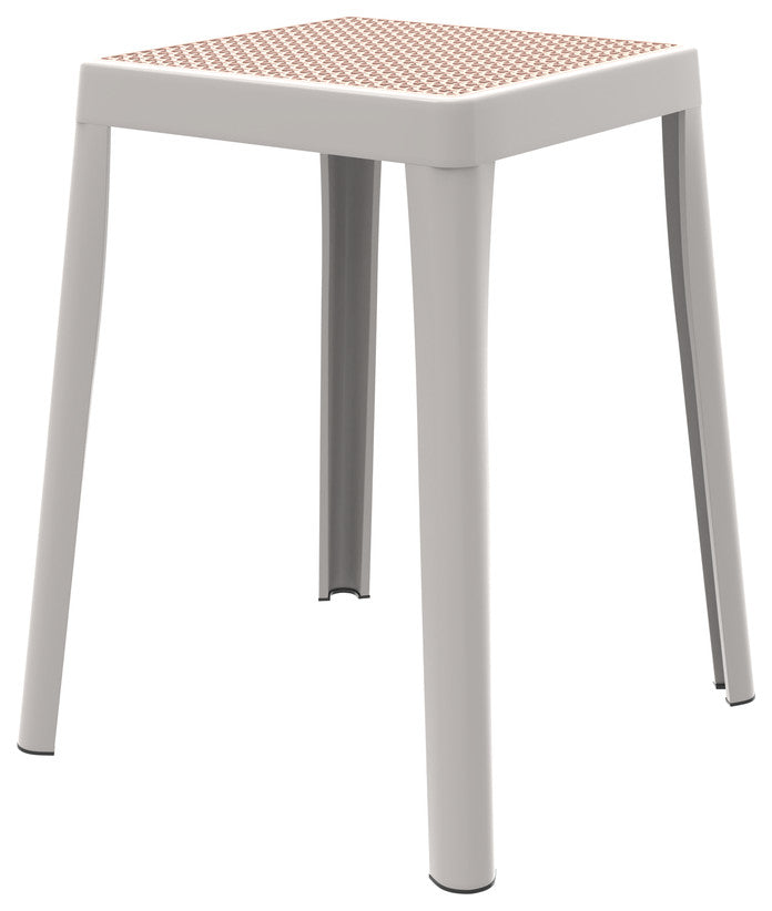 Tresse Series Stackable Poly Stool With Wicker Top 12 in White
