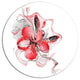 Red Floral Watercolor Sketch, Animal Round Metal Wall Art, 23"